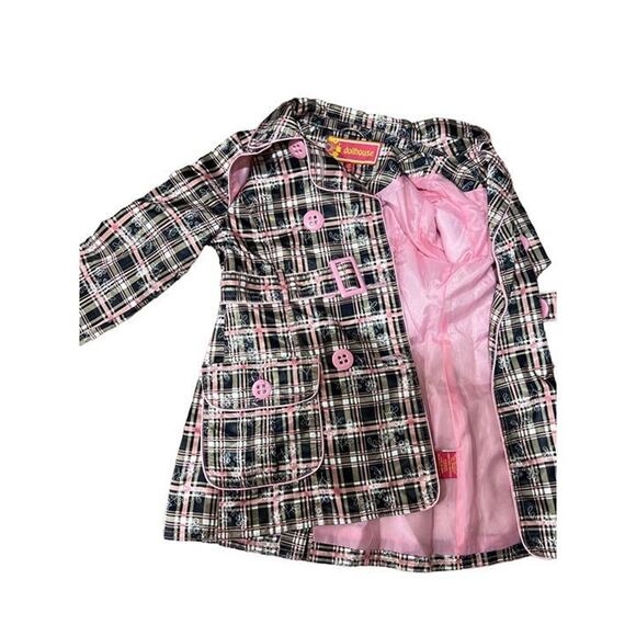 Dollhouse Girl's Pink and Brown Plaid Light Weight Raincoat Size 6X - Picture 5 of 5